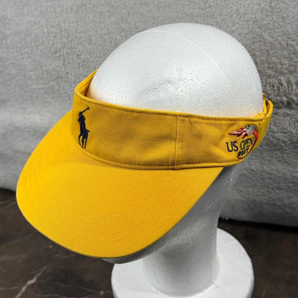 Polo Ralph Lauren US Open 2007 Visor Yellow Embroidered Tennis Hat Mens Womens